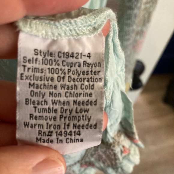 Johnny Was Floral Embroidered Blouse - Sea Foam - Picture 4 of 5